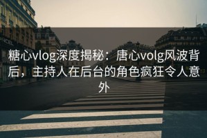 糖心vlog深度揭秘：唐心volg风波背后，主持人在后台的角色疯狂令人意外