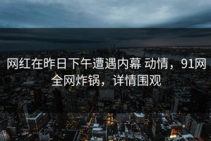 网红在昨日下午遭遇内幕 动情，91网全网炸锅，详情围观