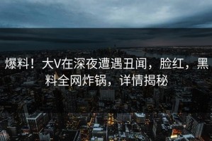 爆料！大V在深夜遭遇丑闻，脸红，黑料全网炸锅，详情揭秘