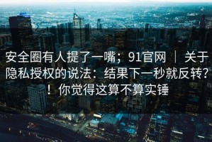 安全圈有人提了一嘴；91官网 ｜ 关于隐私授权的说法：结果下一秒就反转？！你觉得这算不算实锤