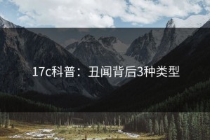 17c科普：丑闻背后3种类型