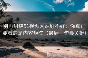 别再纠结51视频网站好不好：你真正要看的是内容矩阵（最后一句最关键）