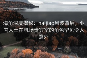 海角深度揭秘：haijiao风波背后，业内人士在机场贵宾室的角色罕见令人意外