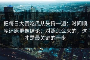 把每日大赛吃瓜从头捋一遍：时间顺序还原更像结论；对照怎么来的，这才是最关键的一步