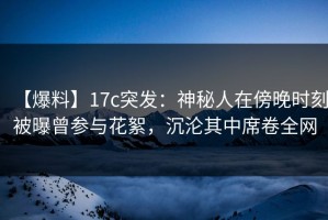 【爆料】17c突发：神秘人在傍晚时刻被曝曾参与花絮，沉沦其中席卷全网
