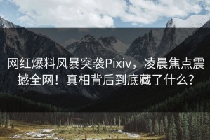 网红爆料风暴突袭Pixiv，凌晨焦点震撼全网！真相背后到底藏了什么？