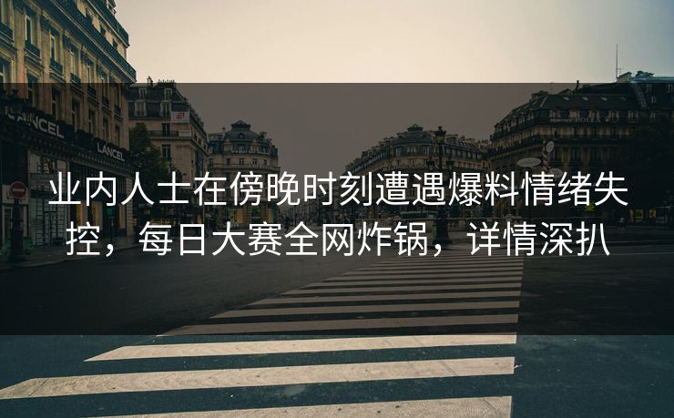 业内人士在傍晚时刻遭遇爆料情绪失控，每日大赛全网炸锅，详情深扒